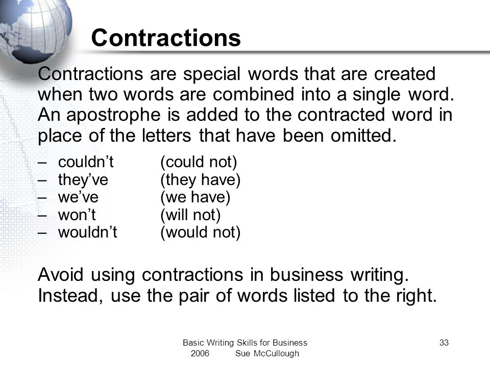 contractions in business writing